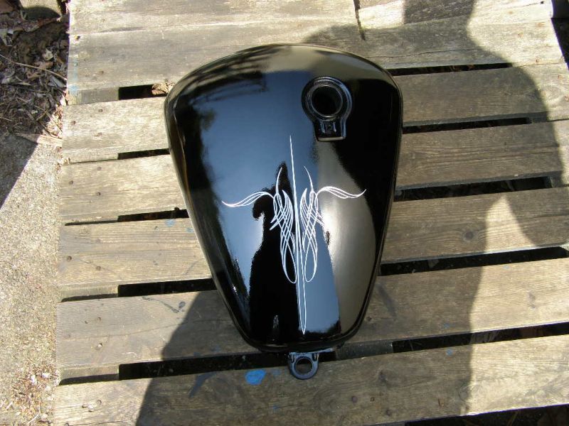 Virago 750 tank having been stripped and re-sprayed